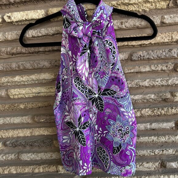 necessary objects by ady gluck frankel Purple Paisley Halter Top Size Small - Picture 5 of 7